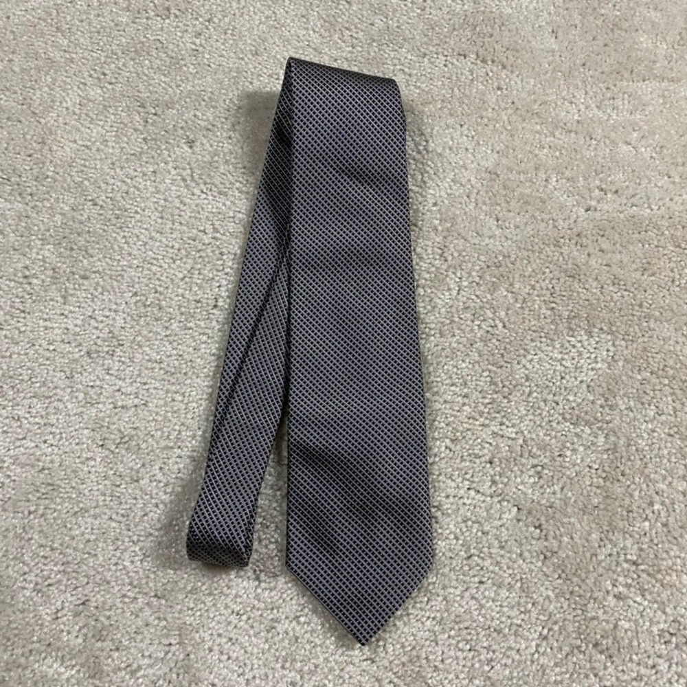 Brooks Brothers Makers Silk Tie Grey Black Geometric Micro Check England USA